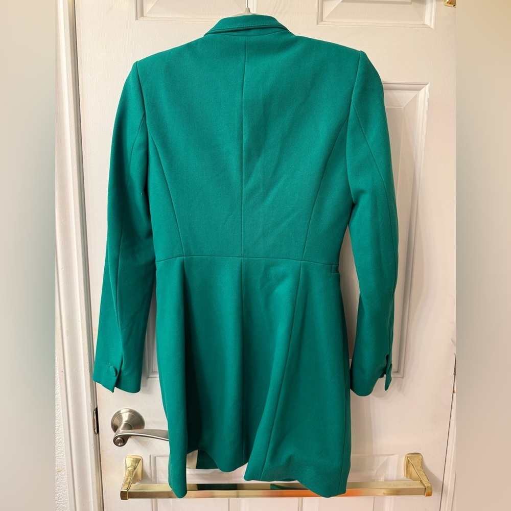 Zara Women's Kelly Green Long Blazer - Picture 2 of 2
